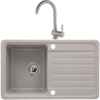 Set bucatarie (chiuveta 1 cuva + baterie GREY4H) CasaBlanca Vera, granit gri 760x460 mm Set bucatarie (chiuveta 1 cuva + baterie GREY4H) CasaBlanca Vera, granit gri 760x460 mm