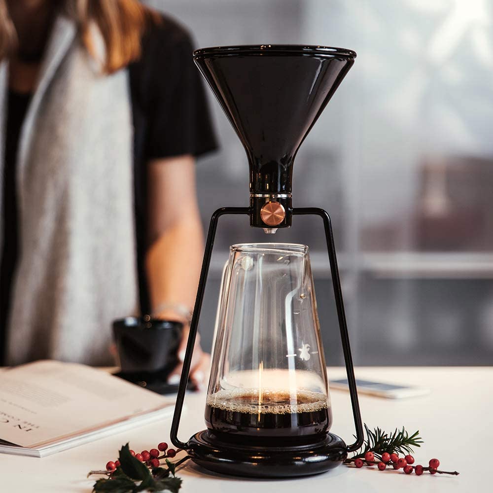 Aparat de cafea si ceai smart Gina Goat Story , negru, 3 metode de preparare, cantar Bluetooth integrat, aplicatie smartphone, incarcator USB