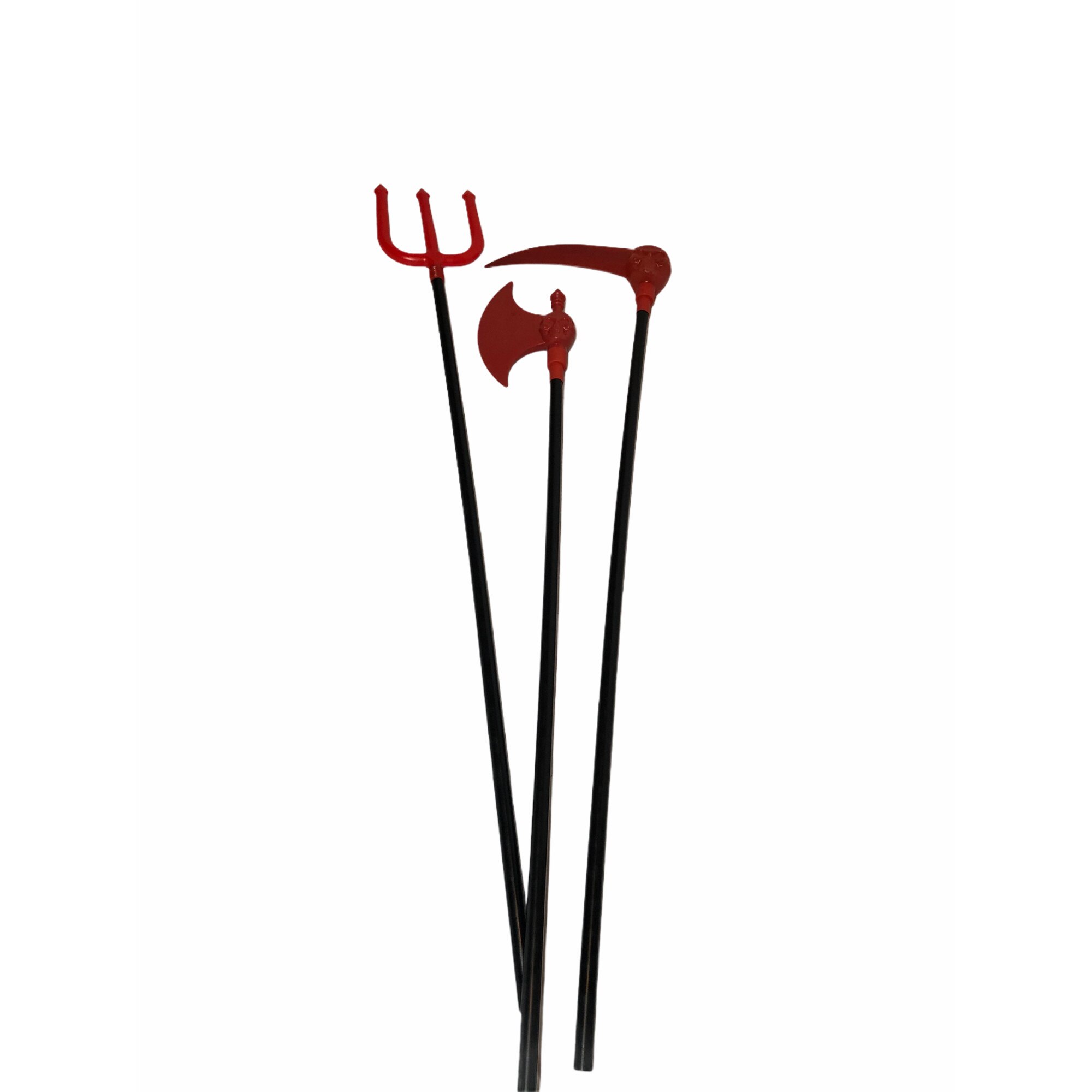 Coasa, furca si topor din plastic, Halloween, Atelier, Negru/Rosu