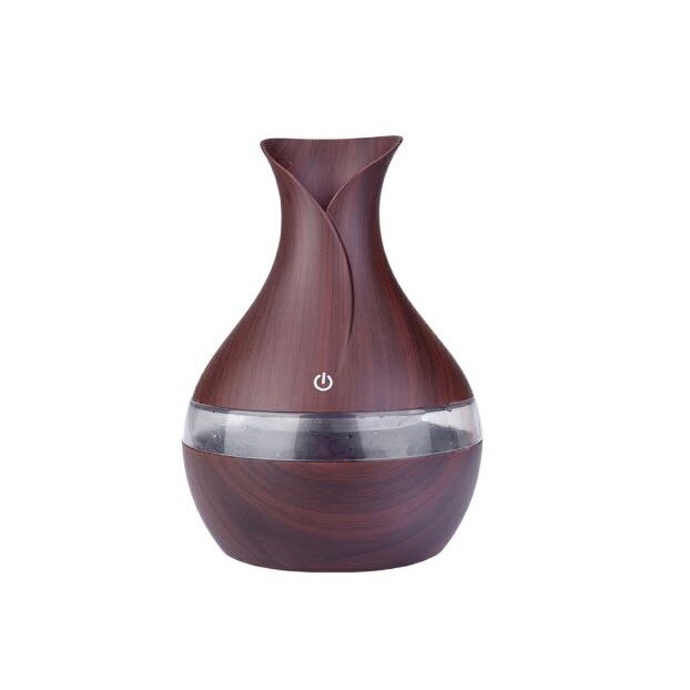 Mini difuzor uleiuri esentiale, aromaterapie, umidificator, purificator, 300 ml, 7 culori LED, USB, oprire automata, Maro inchis