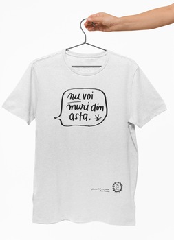 Tricou barbatesc, alb, din bumbac organic, NU VOI MURI DIN ASTA, Alb Cu Imprimeu Negru Tricou barbatesc, alb, din bumbac organic, NU VOI MURI DIN ASTA, Alb Cu Imprimeu Negru