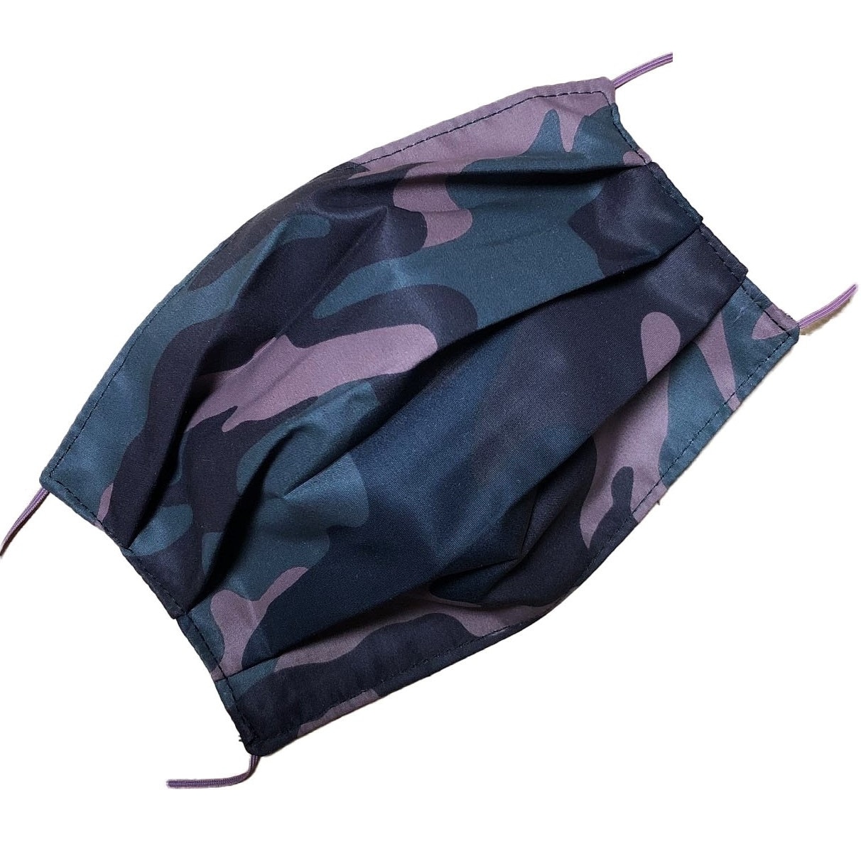 Set 5 bucati masti de protectie fata reutilizabile, Dress To Impress, doua fete, trei pliuri, doua straturi, camuflaj lila