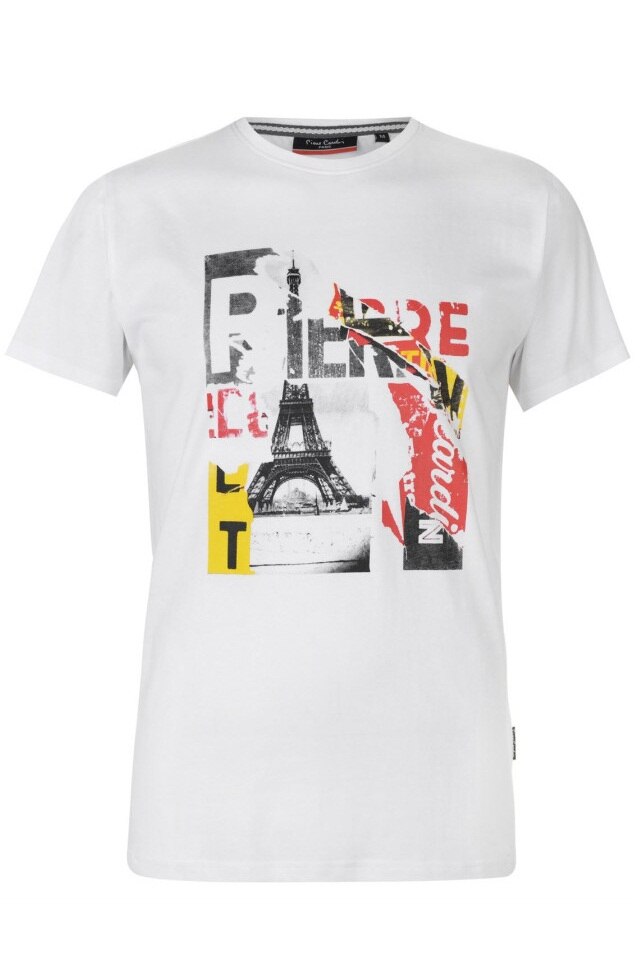 Tricou barbati, Pierre Cardin Graphic, Bumbac, XL EU, Alb