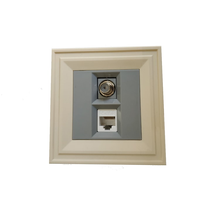 Телевизионна и Компютърна розетка LB Light Classic, сив с кремава рамка