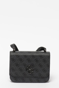 Guess, Geanta crossbody mica cu monograma Noelle, Gri inchis/ Negru Guess, Geanta crossbody mica cu monograma Noelle, Gri inchis/ Negru