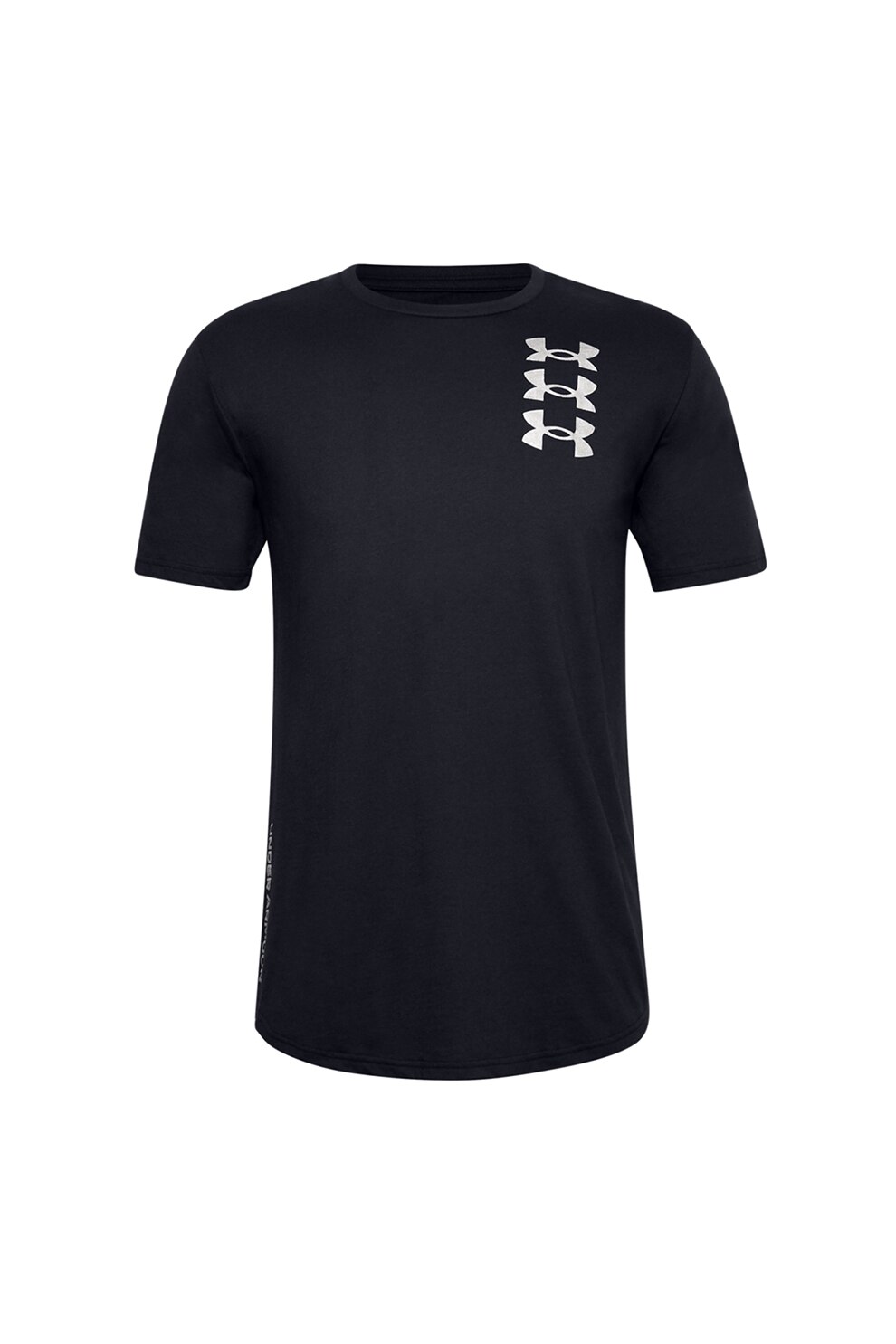 Under Armour, Tricou din amestec de bumbac, pentru fitness Triple Stack, Negru