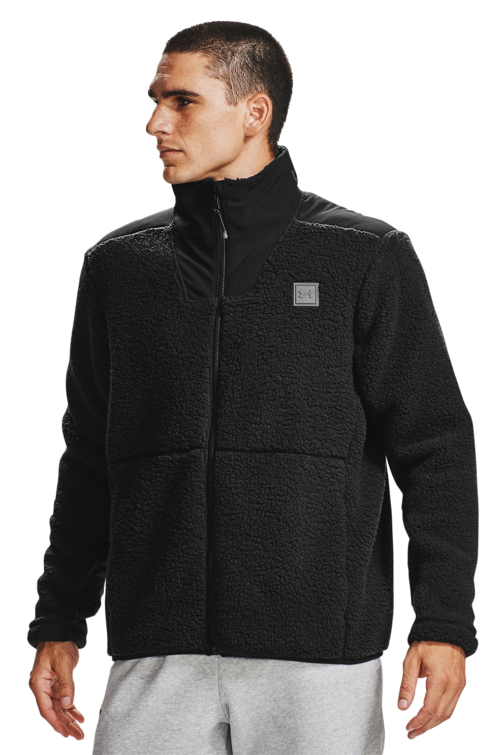 Under Armour, Jacheta din blana sherpa, pentru antrenament Legacy, Negru