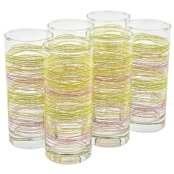 Set 6 pahare Felis, Sticla, Model dungi, 6x13.5 cm, 270 ml, Multicolor Set 6 pahare Felis, Sticla, Model dungi, 6x13.5 cm, 270 ml, Multicolor