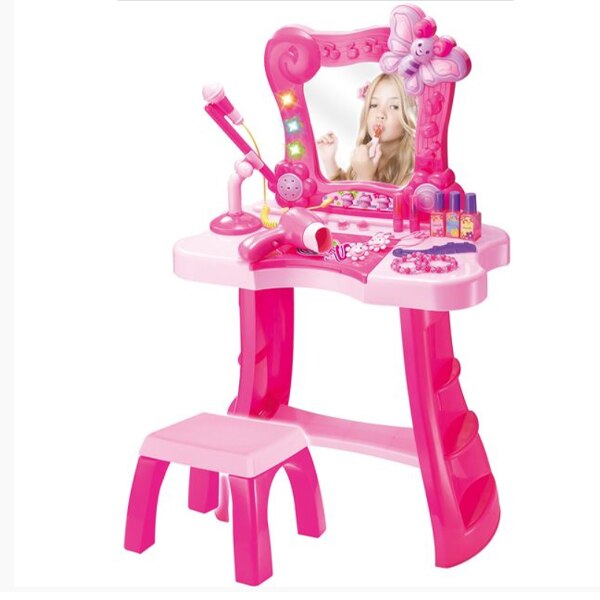 Set masuta de toaleta pentru fetite, Felis, cu microfon, 16 accesorii si 16 melodii, 3+ ani, Roz