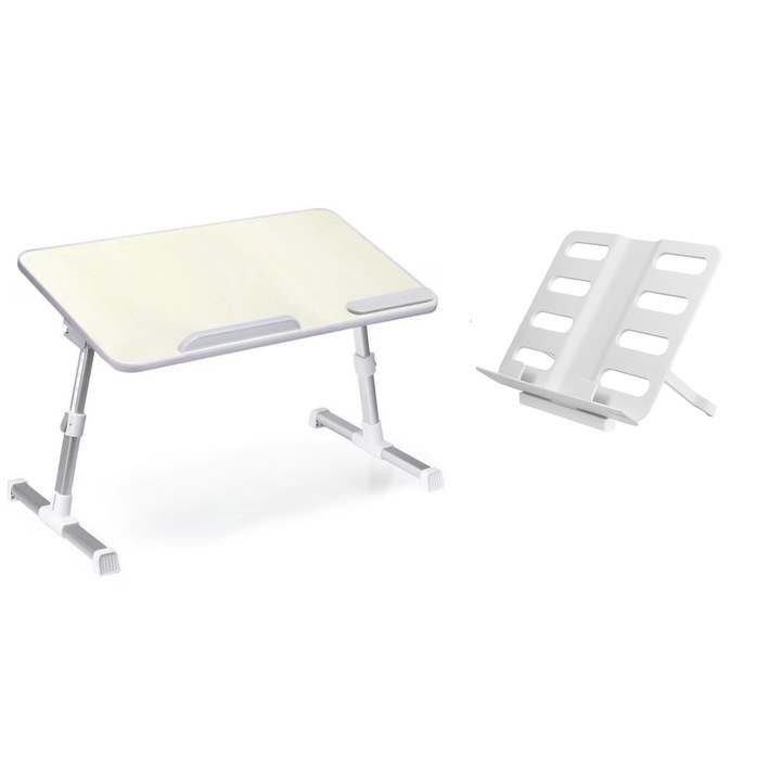 Masuta laptop multifunctional, suport pentru citit carti, alb