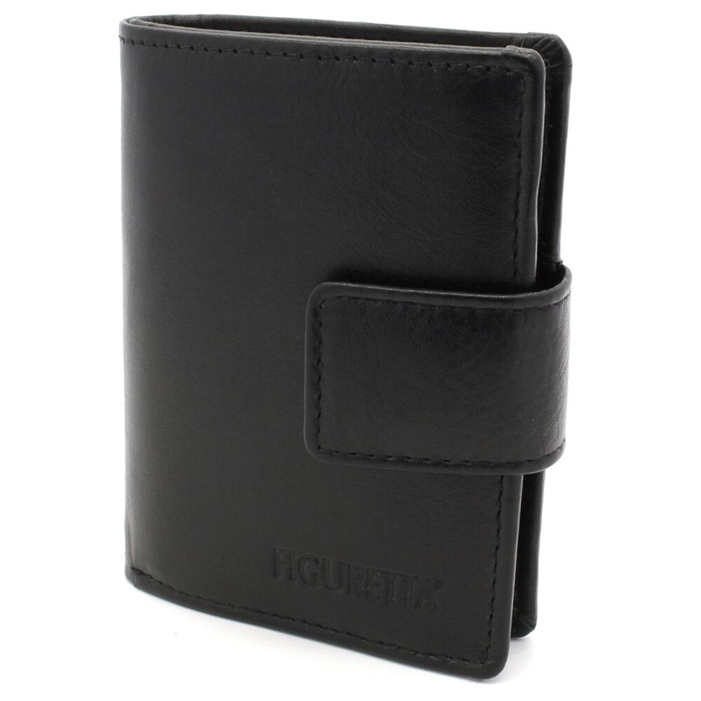 Portofel RFID barbatesc, Figuretta, Piele olandeza, 12 compartimente, 10 x 8 x 1.5 cm, Negru