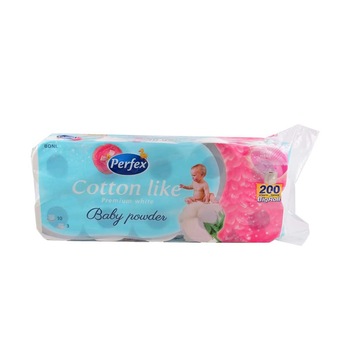 Hartie igienica Perfex Cotton Like Baby Powder 3 straturi 10/set Hartie igienica Perfex Cotton Like Baby Powder 3 straturi 10/set