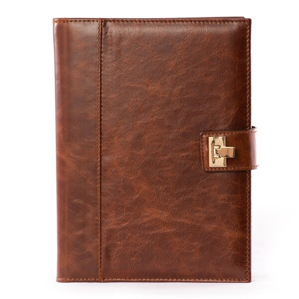 Agenda piele naturala, datata 2021, Netto, cu interior detasabil, lucrata manual, UNIKA, maro