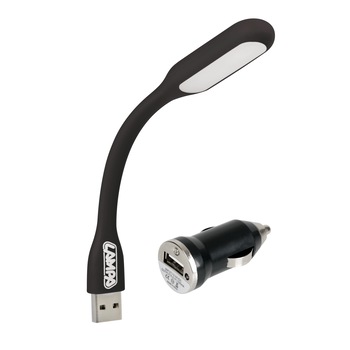 Lampa citit flexibila COB-LED si priza USB 12/24V Lampa citit flexibila COB-LED si priza USB 12/24V