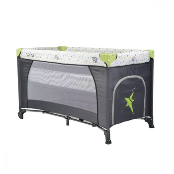 Patut Moni pliabil Star Duo Green cu doua nivele pentru copii 120 x 60 cm Patut Moni pliabil Star Duo Green cu doua nivele pentru copii 120 x 60 cm