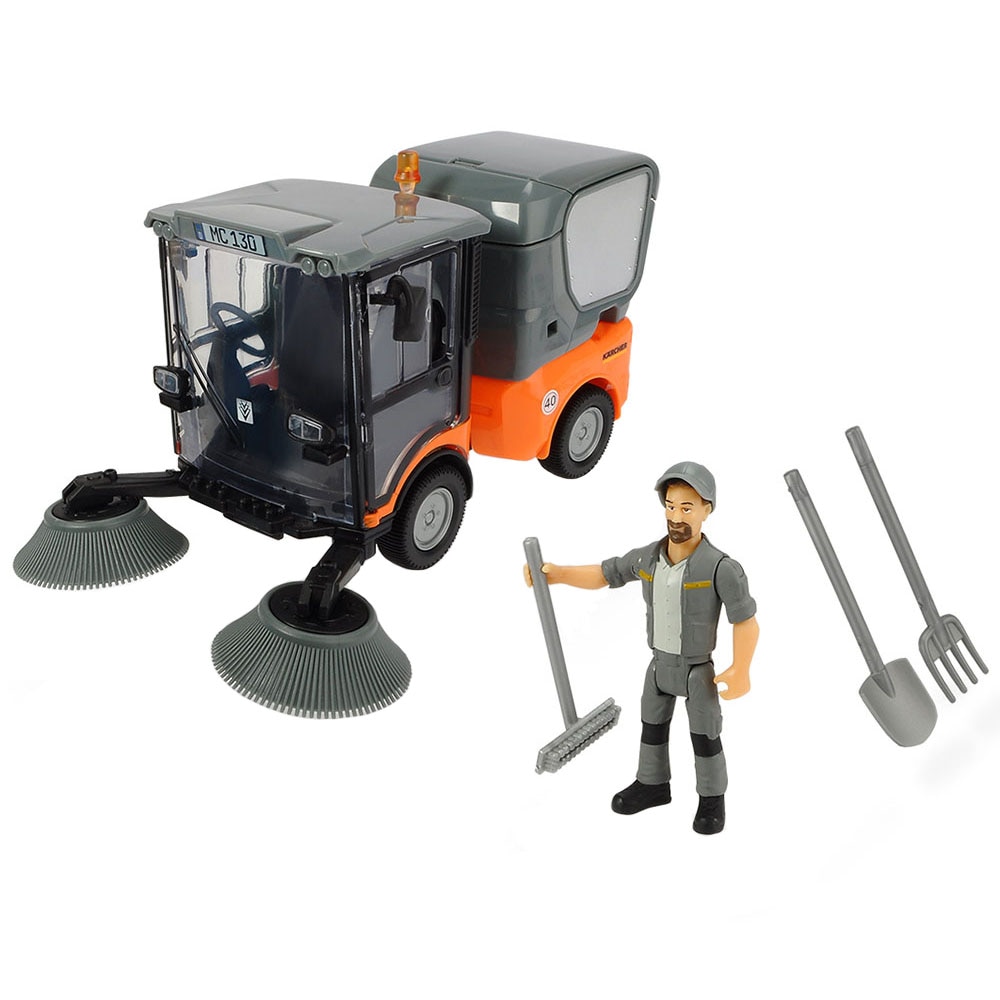 Set Masina Dickie Toys Playlife Street Sweeper cu figurina si accesorii