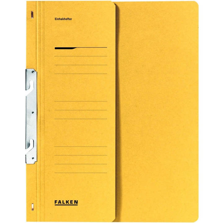 Папка Falken, жълта, телбод 1/2, A4, 250g/m2, картон