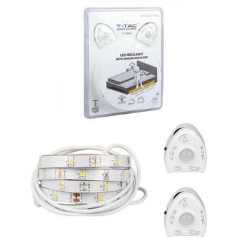 Banda LED pentru pat dublu V-TAC 2550, cu senzor miscare, dimabil, 2x2.8W, 2x260 lm, lumina calda, IP20, 2.4m (2x1.2m) Banda LED pentru pat dublu V-TAC 2550, cu senzor miscare, dimabil, 2x2.8W, 2x260 lm, lumina calda, IP20, 2.4m (2x1.2m)