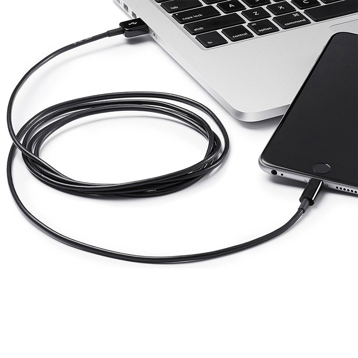 Кабел за данни, зареждане и трансфер на данни USB-Lightning (3 метра) за iPhone 11, 11 Pro, 11 Pro Max, Xs max, Xr, Xs, X, SE 2020, 8 Plus, 7 Plus, 8, 7, 6S Plus, 6S, 6 Plus, 6, SE, 5S, 5, iPad, iPod с конектор Lightning, Optim Charge