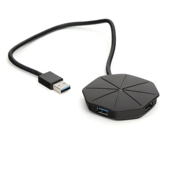 Hub USB 3.0 cu 4 porturi, Platinet 45222, cu LED, viteza pana la 5 GB/s, negru Hub USB 3.0 cu 4 porturi, Platinet 45222, cu LED, viteza pana la 5 GB/s, negru