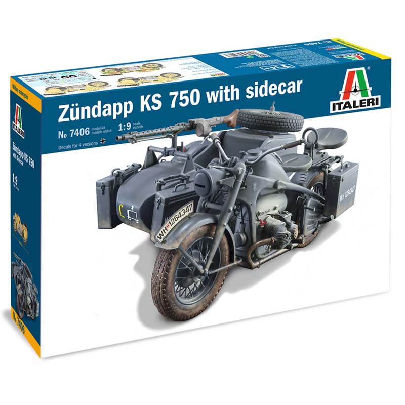 Macheta Militara de construit ITALERI Zundapp KS 750 motocicleta