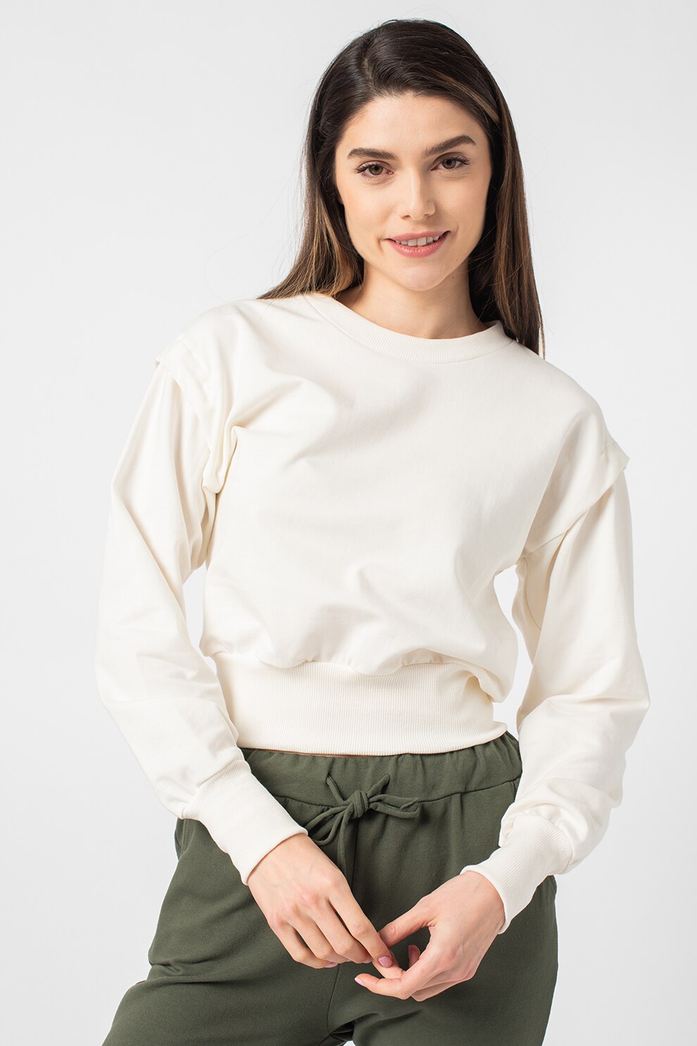 Haily's, Bluza sport crop Maria, Alb prafuit, 2XL