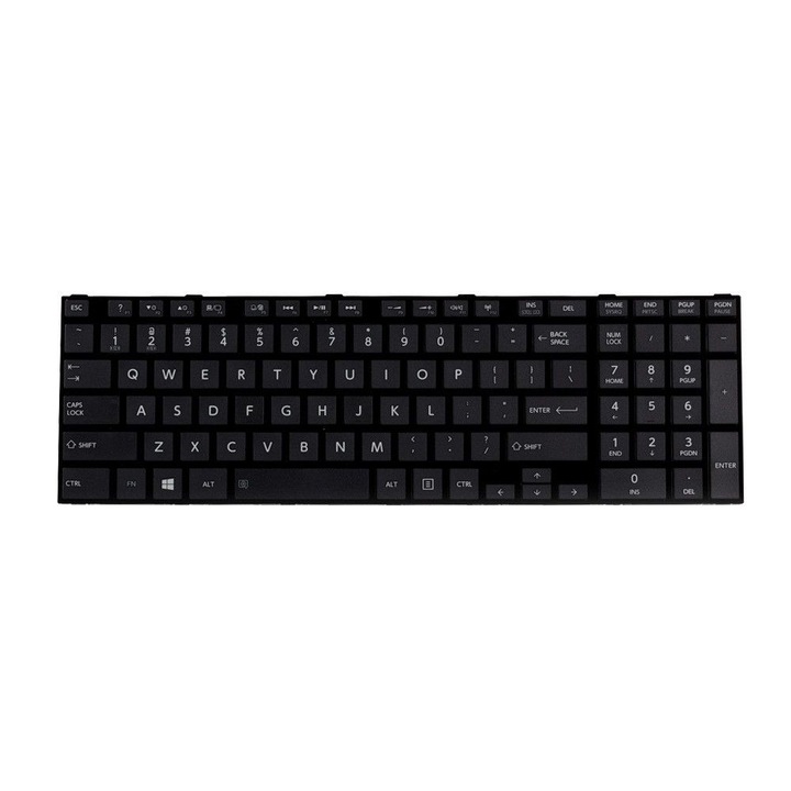 Laptop billentyűzet, Toshiba, C55A-5204, Fekete, kerettel, ajtóval
