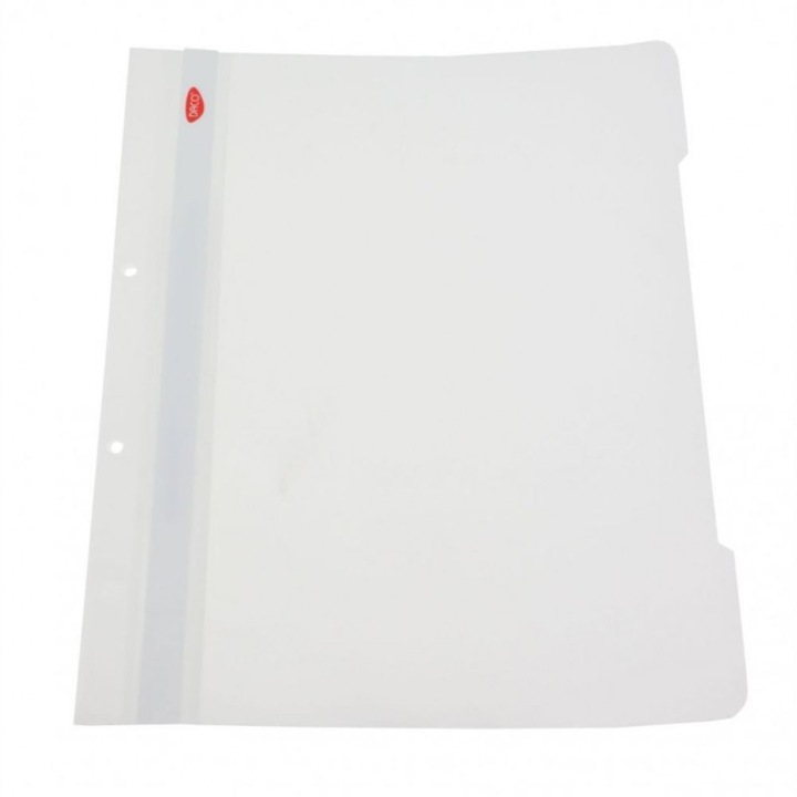 Set 50 Dosare Plastic cu Sina DACO, PVC, Alb, Dosar Alb