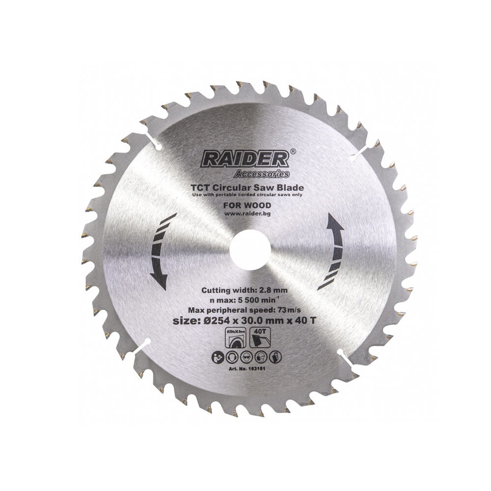 Disc pentru fierastrau circular 254х40Тх30mm, Raider 163151