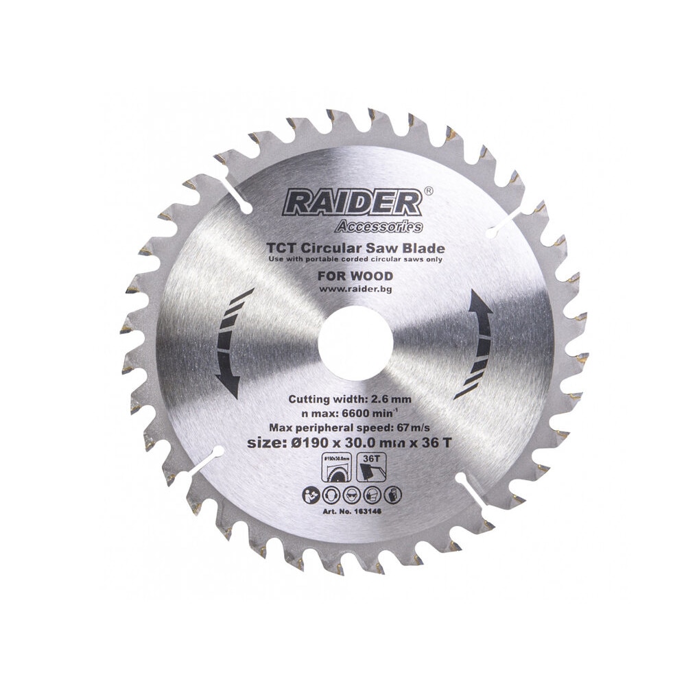 Disc pentru fierastrau circular 190х36Тх30mm, Raider 163146
