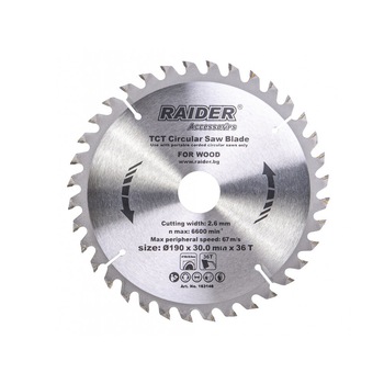 Disc pentru fierastrau circular 190х36Тх30mm, Raider 163146 Disc pentru fierastrau circular 190х36Тх30mm, Raider 163146