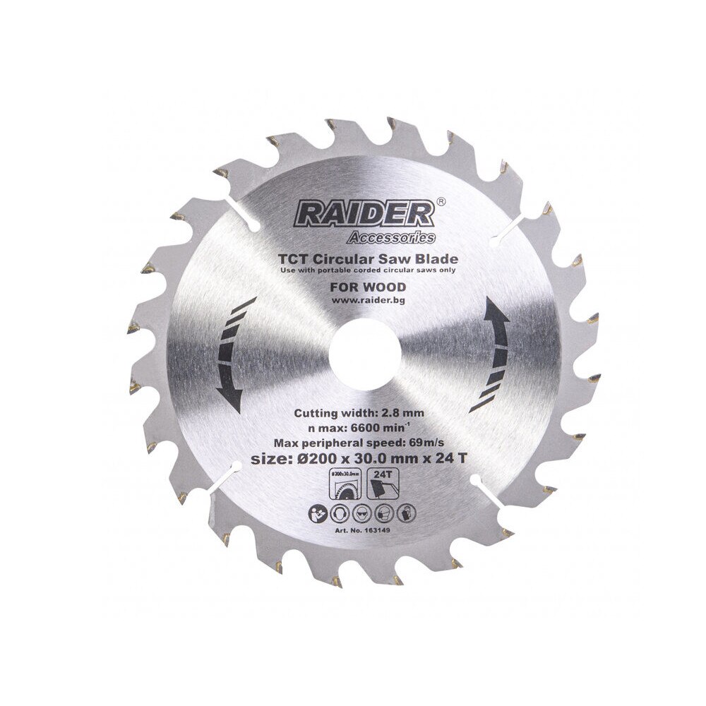 Disc pentru fierastrau circular 200х24Тх30mm, Raider 163149