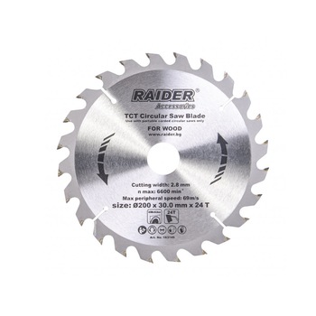Disc pentru fierastrau circular 200х24Тх30mm, Raider 163149 Disc pentru fierastrau circular 200х24Тх30mm, Raider 163149