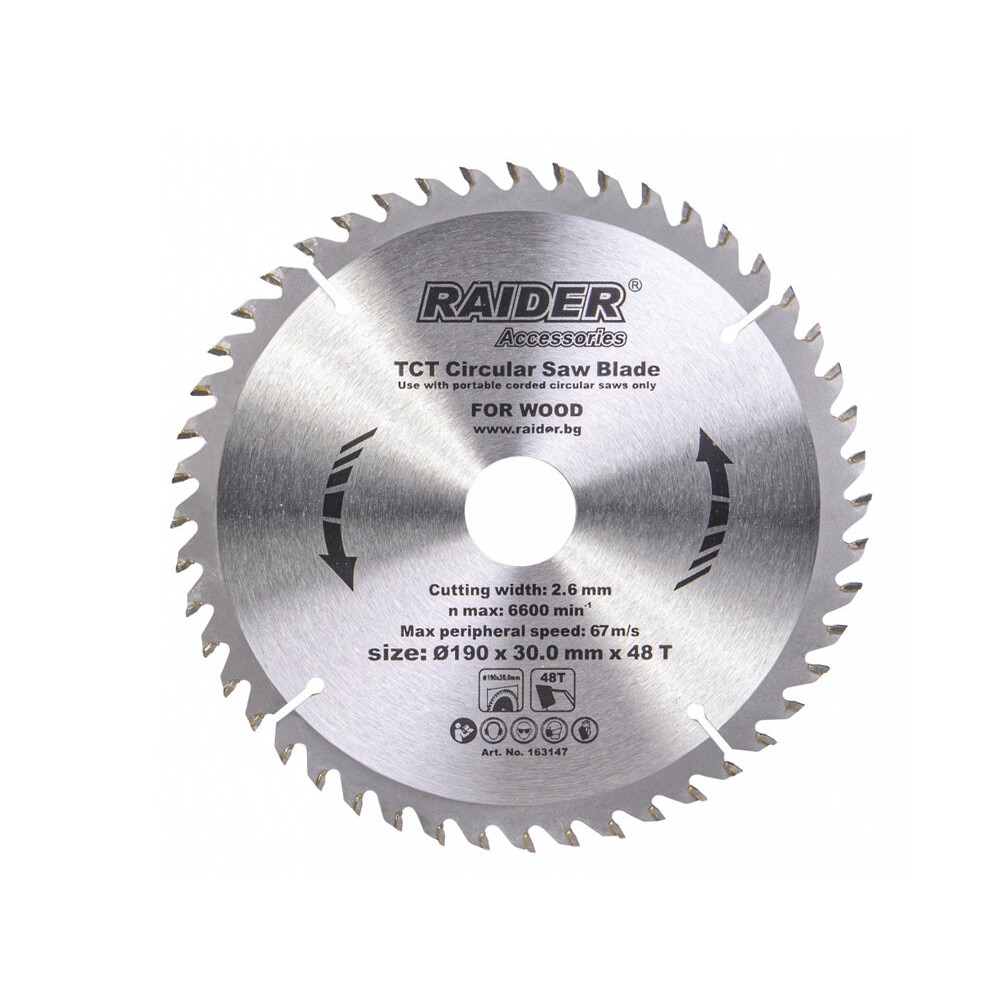 Disc pentru fierastrau circular 190х48Тх30mm, Raider 163147
