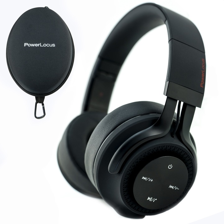 PowerLocus P3 Bluetooth fejhallgató,40 óralejátszási idő, ,vezeték nélküli fül köré illeszkedő összehajtható - Matt Fekete