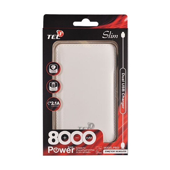 Baterie Externa TELL 8000 mAh (Alb)