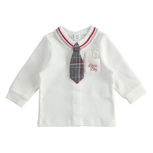 Bluza baiat, Ido, alb/gri/rosu, cu cravata