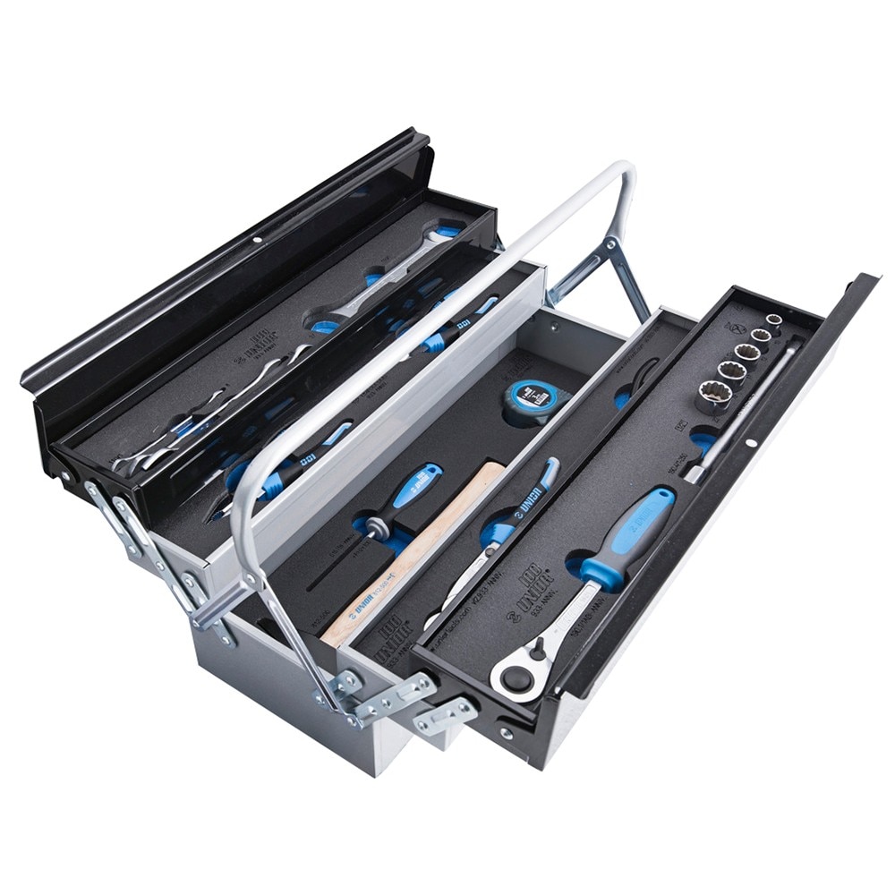 Trusa de scule, metalica, rabatabila, Unior 21 piese