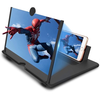 Lupa pliabila pentru telefon cu efect 5d si zoom 4x marire, diagonala de 10 inch ,suport telefon universal,Negru Lupa pliabila pentru telefon cu efect 5d si zoom 4x marire, diagonala de 10 inch ,suport telefon universal,Negru