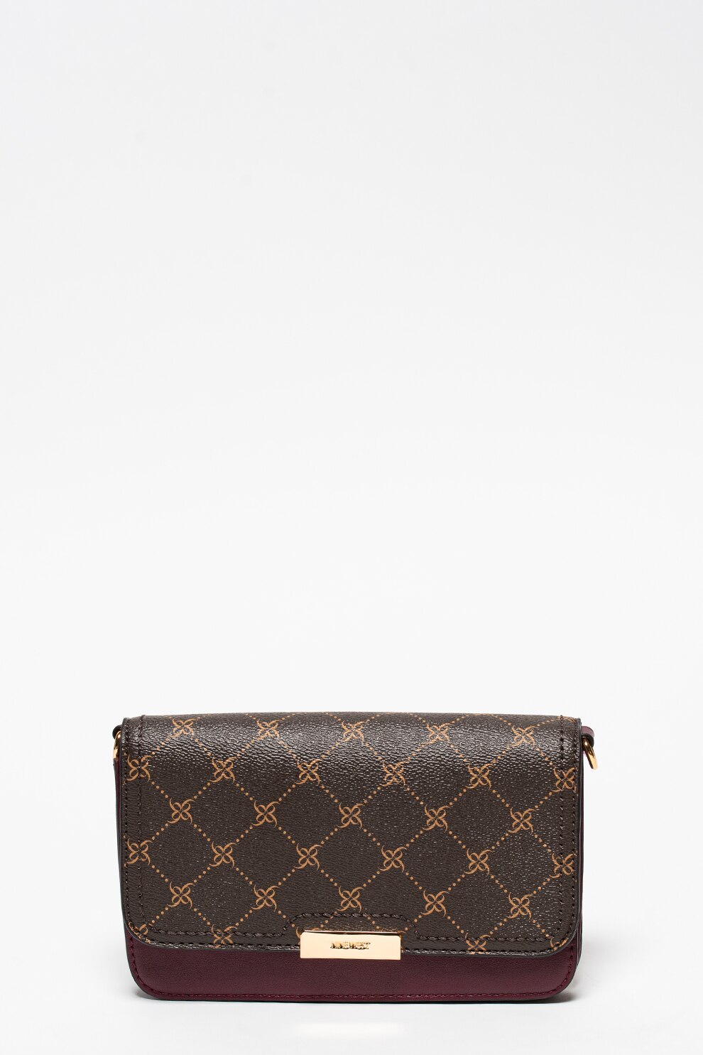 NINE WEST, Geanta plic mini de piele ecologica cu bareta detasabila Kennedy, Maro/Violet pruna