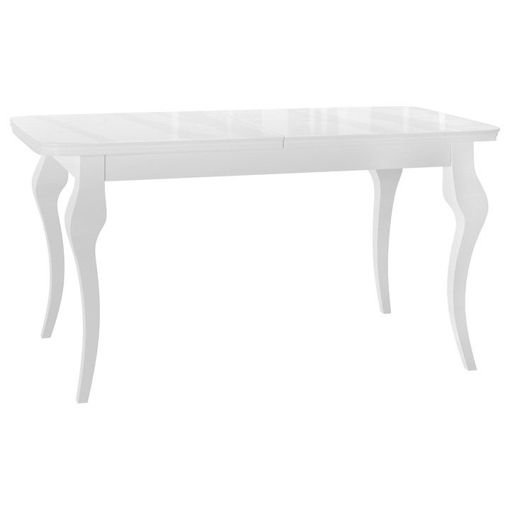 Masa extensibila Julia 140, Alb/ Alb Lucios, Dreptunghi