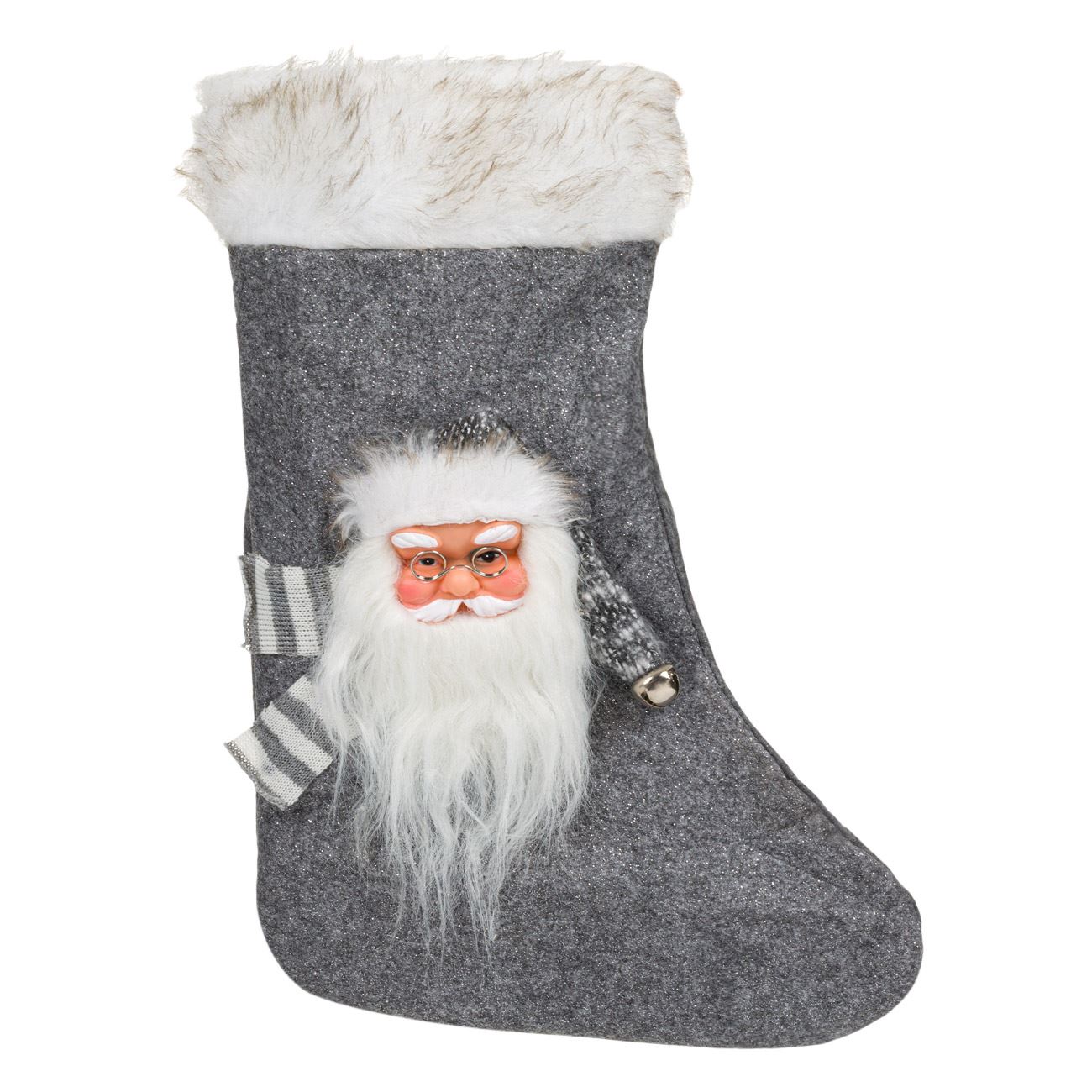 Decoratiune de Craciun, Zola®, cizmulita pentru cadouri, gri/alb, model 3 D, 50 cm