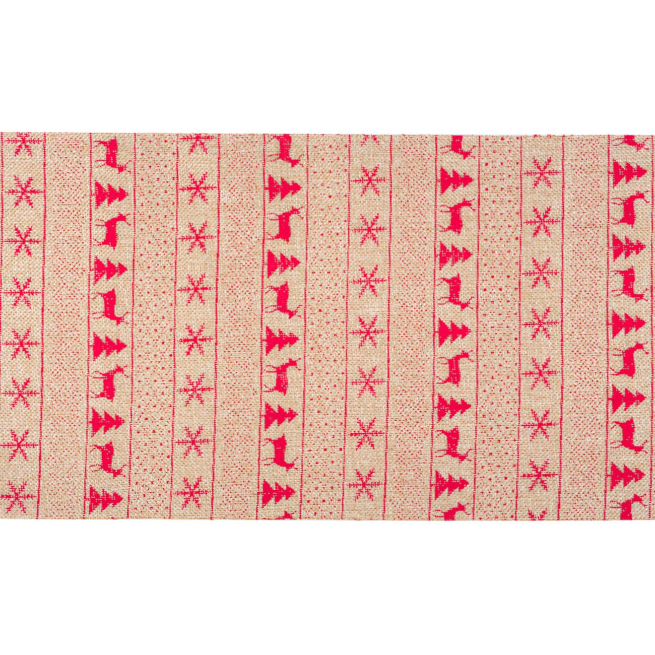 Panza decorativa, Zola®, de pus sub brad, bej cu model rosu, 500x24 cm