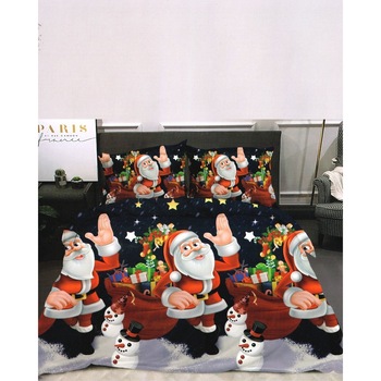 Set Lenjerie Bumbac Satinat Superior Mos Craciun, Fluorescent, 4 Piese, BSDM-01 Set Lenjerie Bumbac Satinat Superior Mos Craciun, Fluorescent, 4 Piese, BSDM-01