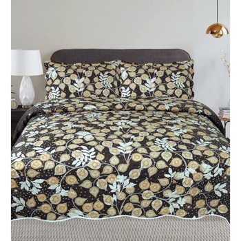 Cuvertura de pat + 2 Fete de Perne, Bumbac Tip Finet, Imprimata, Pat 2 persoane, CFI-75 Cuvertura de pat + 2 Fete de Perne, Bumbac Tip Finet, Imprimata, Pat 2 persoane, CFI-75