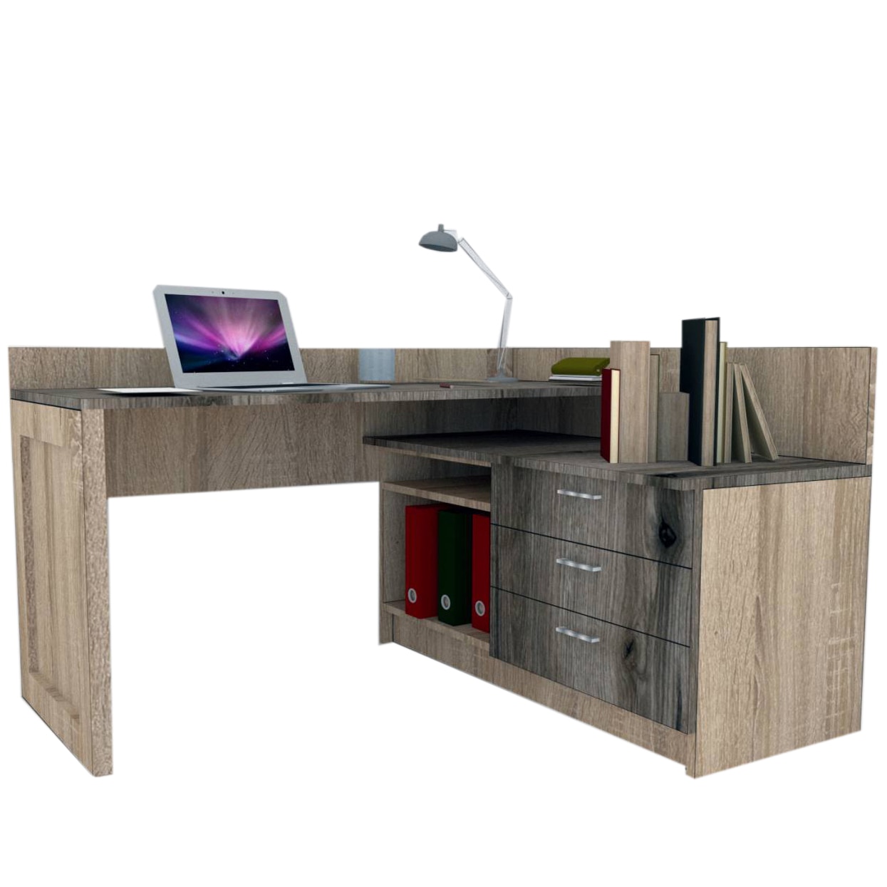 Birou Genarom Bob, Stejar Sonoma/ Decor K366, 140-120 x 85 x 60 cm