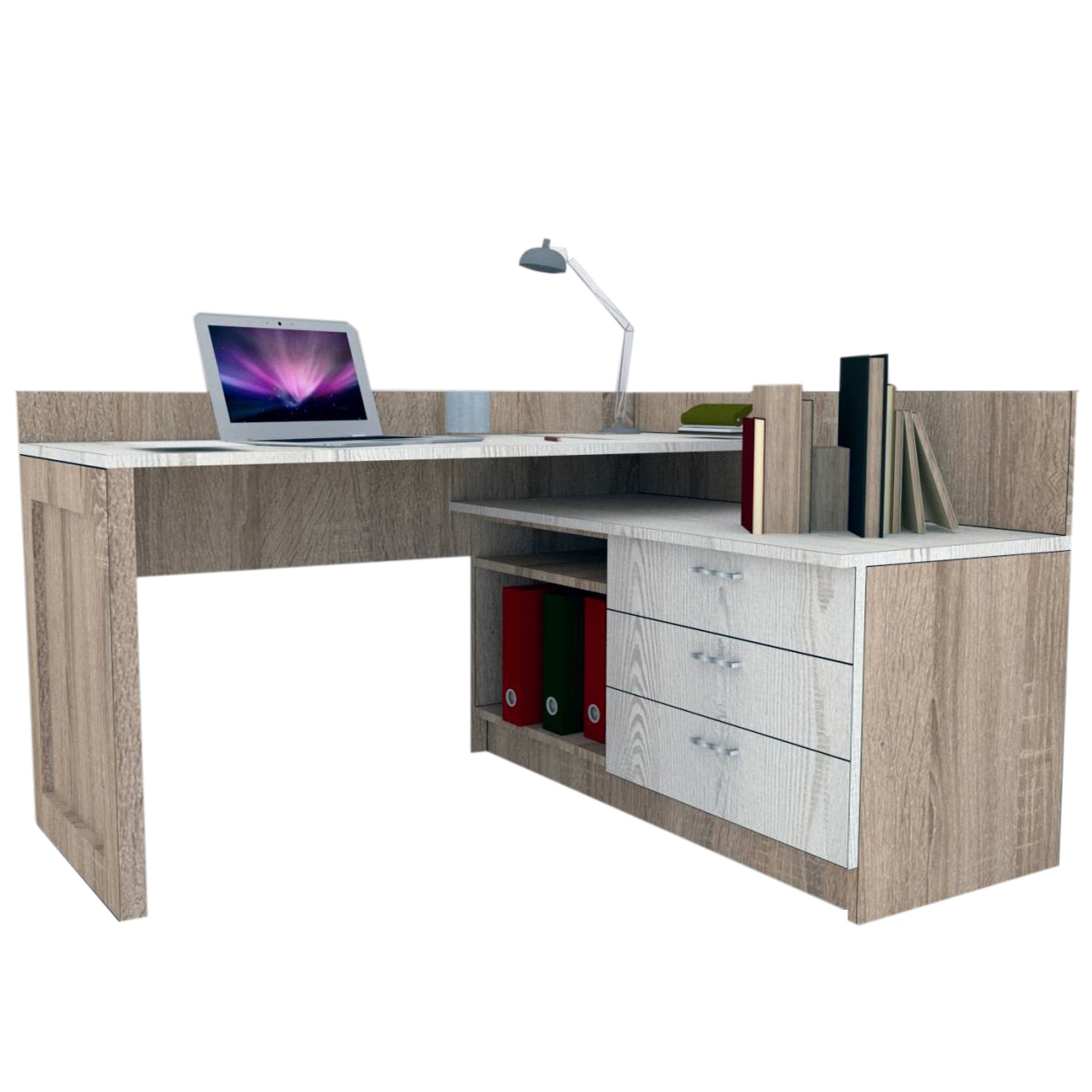 Birou Genarom Bob, Stejar Sonoma/ Decor K010, 140-120 x 85 x 60 cm