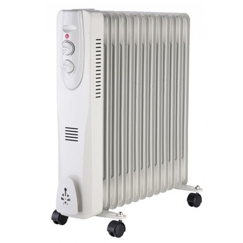 Radiator electric cu ulei Well 13 elementi, 1000/1500/2500W, Alb, portabil Radiator electric cu ulei Well 13 elementi, 1000/1500/2500W, Alb, portabil
