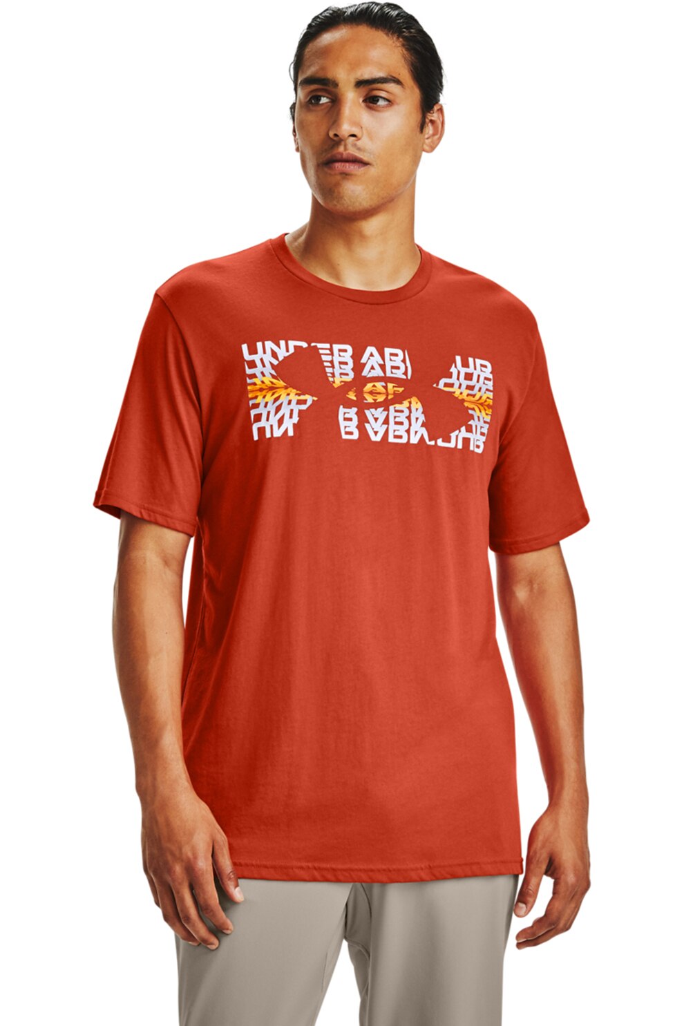 Under Armour, Tricou pentru antrenament cu logo Repeat, Oranj mandarina