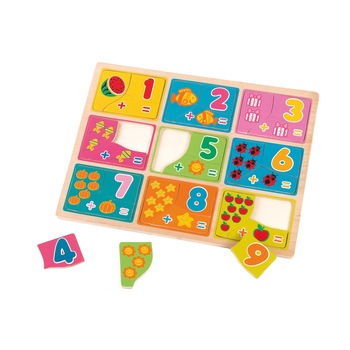 Puzzle din lemn Globo cu numere pentru copii Puzzle din lemn Globo cu numere pentru copii